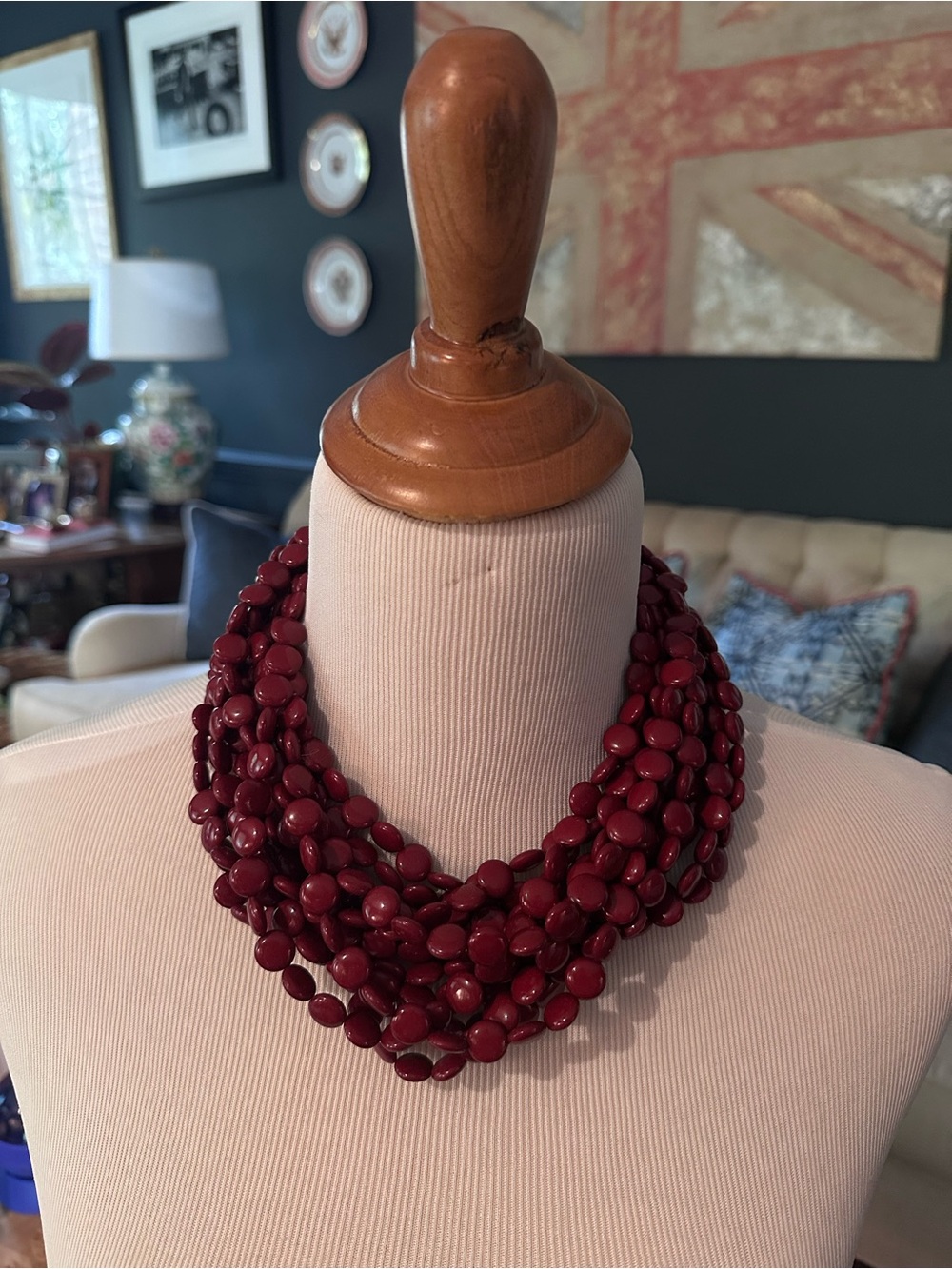 Swell Caroline 12-Strand Garnet Acrylic Bead Statement Necklace
